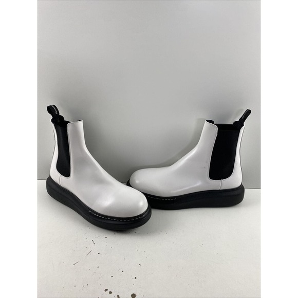 Alexander McQueen White Leather Pull On Platform Chelsea Boots Men’s Size 44 E main image 5